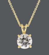 A single pop of sparkle makes a powerful statement. Versatile style by B. Brilliant adds a rich look with an 18k gold over sterling silver setting and a solitary, round-cut cubic zirconia (2 ct. t.w.). Approximate length: 18 inches. Approximate drop: 1/2 inch.