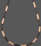 A unique mix. This stylish men's necklace combines rectangular links made of black and brown ion-plated stainless steel. Approximate length: 24 inches.