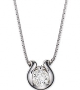 Add a little glam to any look. Sirena's pretty pendant features a 14k white gold bezel setting with a round-cut diamond inside (1/5 ct. t.w.). Approximate length: 18 inches. Approximate drop: 3/4 inch.