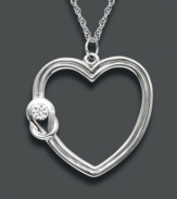 Elegant and romantic, this Everlon necklace features a sparkling diamond (1/7 ct. t.w.) in a sterling silver knot setting. The perfect gift for your sweetheart. Approximate length: 18 inches. Approximate drop: 1 inch.