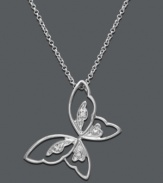 Let your style soar in this breezy pendant. Victoria Townsend necklace features a cut-out butterfly design highlights sparkling diamond accents. Crafted in sterling silver. Approximate length: 18 inches. Approximate drop: 1 inch.