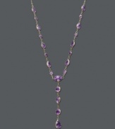 Say yes to royalty-inspired style. This rich, y-shaped necklace highlights round, oval, and pear-cut amethyst gemstones (6-1/4 ct. t.w.) in a rich 14k gold setting. Approximate length: 17 inches. Approximate drop: 1-1/2 inches.