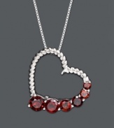 Give the gift of love to the girl with a January birthday. This elegant heart-shaped pendant features an intricate, textured design accented by bold, round-cut garnets (1-3/4 ct. t.w.). Crafted in sterling silver. Approximate length: 18 inches. Approximate drop: 3/4 inch.