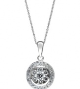 Sparkle comes full circle on EFFY Collection's stunning Mystere pendant. Round-cut diamonds (1 ct. t.w.) adorn the interior of this circular style. Crafted in 14k white gold. Approximate length: 18 inches. Approximate drop: 13/16 inch.