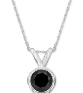 Punctuate your look with poignant color. A round-cut black diamond (1/2 ct. t.w.) stands out against a luminous 14k white gold setting. Approximate length: 18 inches. Approximate drop: 3/8 inch.