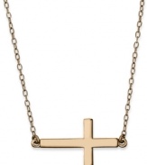 Try on the latest sideways cross trend. Studio Silver's pretty style is crafted in 18k rose gold over sterling silver with a matching chain. Approximate length: 18 inches. Approximate drop: 1/2 inch.