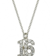 The perfect gift for the sweetest birthday of all. Giani Bernini's sparkling crystal 16 pendant comes in sterling silver. Approximate length: 18 inches. Approximate drop: 1/2 inch.