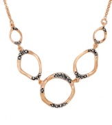 Add some glitter and glam to your look. Genevieve & Grace's pretty hammered circle link necklace features sparkling marcasite in 18k rose gold over sterling silver. Approximate length: 17 inches. Approximate drop: 1 inch.