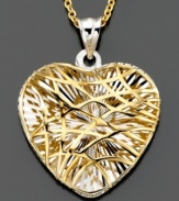 A beautiful wrapped heart pendant crafted with care, in 14k gold. Approximate drop: 1 inch.