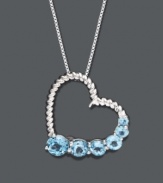 Give the gift of love to the girl with a December birthday. This elegant heart-shaped pendant features an intricate, textured design accented by bold, round-cut blue topaz (1-3/4 ct. t.w.). Crafted in sterling silver. Approximate length: 18 inches. Approximate drop: 3/4 inch.