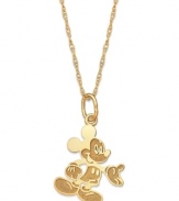 Everyone's favorite Disney character comes to life on this adorable charm pendant. A full-size Mickey Mouse makes a playful statement in 14k gold. Approximate length: 15 inches. Approximate drop: 1/6 inch.