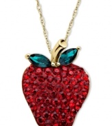 An apple a day...adds a splash of color to your look! Kaleidoscope's delicious apple pendant shines in round-cut red crystals and marquise-cut green crystals with Swarovski Elements. Set in 18k gold over sterling silver. Approximate length: 18 inches. Approximate drop: 3/4 inch.