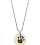 Commemorate your furry best friend. This cute pendant is crafted in sterling silver and 14k gold with sparkling black diamonds (1/6 ct. t.w.) in the shape of a paw print. Approximate length: 18 inches. Approximate drop: 5/8 inch.