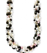 Contemporary and chic. EFFY Collection takes a traditional pearl necklace and gives it a modern spin with multiple strands of white and multicolored, dyed cultured freshwater pearls. Set in sterling silver. Approximate length: 18 inches.