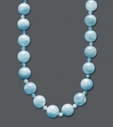 Splash your neckline with pale blue color. Effy Collection's beaded necklace features milky aqua beads (12 mm and 4 mm) set in 14k gold. Approximate length: 18 inches.