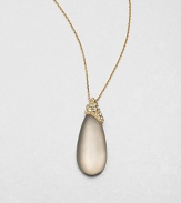 From the Lucite Modular Collection. A sensuously smooth teardrop of hand-painted, hand-sculpted Lucite has a jeweled golden cap set with Swarovski crystals and sapphire-colored glass, hanging from a golden chain.Crystal and glassLuciteGoldtoneChain length, about 16 plus 3 extenderLobster claspMade in USA