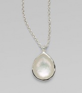 From the Wonderland Collection. Gorgeous, faceted mother-of-pearl stone in sleek sterling silver on a link chain. Sterling silverMother-of-pearlLength, about 16 to 18 adjustablePendant size, about ½Lobster clasp closureImported 