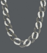 In the links of luxury. Genevieve & Grace's unique necklace design combines a sparkling mix of marcasite and crystal into an interlocking link chain. Set in sterling silver. Approximate length: 17 inches.