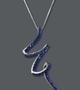 It's electric! Le Vian's brilliant lightning bolt-inspired pendant glows in round-cut sapphire (9/10 ct. t.w.) and 14k white gold with black rhodium plating at the prongs. Approximate length: 18 inches. Approximate drop: 1-1/2 inches.