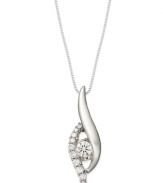 Exquisite shimmer. Sirena's stunning marquise-shaped pendant features smooth swirls of 14k white gold and sparkling, round-cut diamonds (1/2 ct. t.w.). Approximate length: 18 inches. Approximate drop: 1 inch.