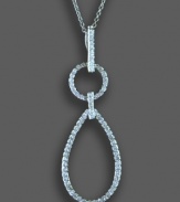 Glittering round-cut diamonds (3/8 ct. t.w.) rain down from this gorgeous necklace with a circle and teardrop pendant. From Effy Collection, set in 14k white gold. Approximate length: 18 inches. Approximate drop: 1-1/2 inches.