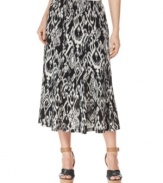 Add some spice to your wardrobe with JM Collection's ikat print skirt!