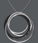 Sublime circles. Caviar by Effy Collection's intricate pendant combines overlapping circles in round-cut white diamonds (1/5 ct. t.w.) and black diamonds (7/8 ct. t.w.). Set in 14k white gold. Approximate length: 18 inches. Approximate drop: 1-5/16 inches.