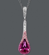 Pink perfection. Kaleidoscope's stunning drop pendant features white, pale pink and hot pink crystals made with Swarovski Elements. Setting and chain crafted in sterling silver. Approximate length: 18 inches. Approximate drop: 1-9/10 inches.