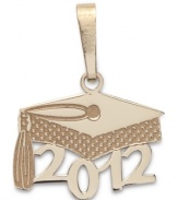 Lift your cap and salute your success! This polished charm pendant features a 2012 graduation cap, perfect for the accomplished student in your life. Crafted in 14k gold. Chain not included. Approximate drop: 3/4 inch.