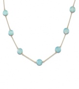 Frosted beauty. A few swirled blue chalcedony gems (10 mm) collect across a 14k gold chain to create the perfect necklace to add a little pop of color to your wardrobe. Approximate length: 16 inches.