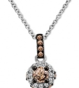 Let it shine. Le Vian's delightfully-decadent pendant combines round-cut chocolate diamonds (1/5 ct. t.w.) with white diamond accents surrounding. Setting and chain crafted in 14k white gold. Approximate length: 18 inches. Approximate drop: 1/2 inch.