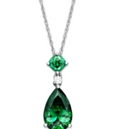 Treat yourself to something shimmery. Arabella's stunning teardrop-shaped pendant stuns in pear-cut green and round-cut white Swarovski zirconias (8-9/10 ct. t.w.). Set in sterling silver. Approximate length: 18 inches. Approximate drop: 1 inch.