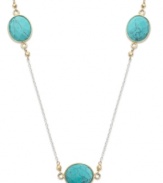 Add a little life to your look. Simulated turquoise adds petite pops of color in Studio Silver's pretty station necklace. Crafted in sterling silver with 18k gold over sterling silver accents. Approximate length: 16 inches + 2-inch extender.