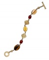 Just bead it. This vintage style from Lauren Ralph Lauren features semi-precious tiger's eye stones, resin beads and gold tone charms. Set in antique 14k gold-plated mixed metal with toggle closure. Approximate length: 7-1/2 inches.