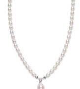 Prim, proper & polished. This beautiful necklace features cultured freshwater pearls (3-1/2-7-1/2 mm) and a pearl teardrop accent. Set in sterling silver. Approximate length: 16-1/2 inches.