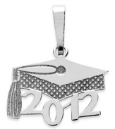 Lift your cap and salute your success! This polished charm pendant features a 2012 graduation cap, perfect for the accomplished student in your life. Crafted in 14k white gold. Chain not included. Approximate drop: 3/4 inch.