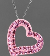 The perfect romance. Define it in Kaleidoscope's sweetly shimmering pink crystal heart pendant. Crafted in sterling silver with Swarovski Elements. Approximate length: 18 inches. Approximate drop: 2/3 inch.