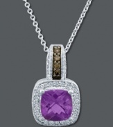 A poignant last touch. Le Vian's stunning amethyst (1-1/3 ct. t.w.), white diamond (1/6 ct. t.w.) and chocolate diamond-accented pendant adds color and refinement to your look. Set in 14k white gold. Approximate length: 18 inches. Approximate drop: 3/4 inch.