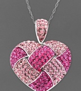 The colors of romance. Kaleidoscope pretty heart pendant features light and dark pink crystals. Crafted in sterling silver with Swarovski elements. Approximate length: 18 inches. Approximate drop: 1-1/4 inches.