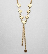 Wear your hearts on your neck with this sweet and sparkling style. Glass stoneGoldtone-plated brassLength, about 27.5Pendant size, about 3Spring ring closureImported 