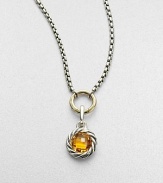 From the Cable Enhancer Collection. A richly colored, delicately faceted citrine, in a sterling silver cable frame, makes a radiant addition to a bracelet or necklace. Citrine Sterling silver Diameter, about ½ Spring clip clasp Made in USA Please note: Necklace sold separately.