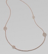 Delicate filigree-inspired stations on a link chain, all in warm 18k rose gold. 18k rose goldLength, about 27Lobster clasp closureMade in Italy