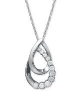 A drop in the bucket. Two interlocking teardrops in 14k white gold add polish, while round-cut diamonds (1/2 ct. t.w.) bring the sparkle in this elegant pendant necklace. Approximate length: 18 inches. Approximate drop: 1-1/4 inches.