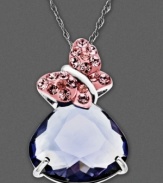 Feminine appeal. A dainty pink crystal butterfly perches on a large purple crystal stone in Kaleidoscope's ultra-feminine pendant necklace. Crafted in sterling silver with Swarovski Elements. Approximate length: 18 inches. Approximate drop: 3/4 inch.