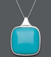 A shining stand out. Square turquoise (24 mm) dazzles in this smooth sterling silver pendant necklace. Approximate length: 18 inches. Approximate drop: 1-1/4 inches.