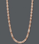 Subtle design in eye-popping color. This trendy 14k rose gold necklace features a faceted chain link design. Approximate length: 16 inches.