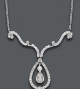 Accentuate any look with the appropriate necklace. This scrolling design shines with the addition of round-cut diamond (1 ct. t.w.) in a polished, 14k white gold setting. Approximate length (adjustable chain): 16 to 20 inches.