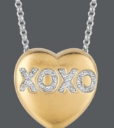 Say it from the heart. Sweethearts' adorable heart-shaped pendant expresses more that just great style with the letters XOXO written in round-cut diamonds (1/10 ct. t.w.) across the surface. Pendant crafted in 14k gold over sterling silver and sterling silver. Copyright © 2011 New England Confectionery Company. Approximate length: 16 inches + 2-inch extender. Approximate drop: 5/8 inch.