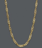 Add a long layer of intricate links for the ultimate style boost. Necklace features a hollow Singapore link chain crafted in 14k gold. Approximate length: 30 inches. Approximate width: 1.8 mm.