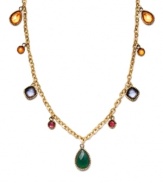 Chic and colorful, this playful Lauren by Ralph Lauren design will add vibrance to your look. Multicolored glass stones shake and shimmer in a variety of shapes. Long chain and setting crafted in gold tone mixed metal. Approximate length: 34 inches.